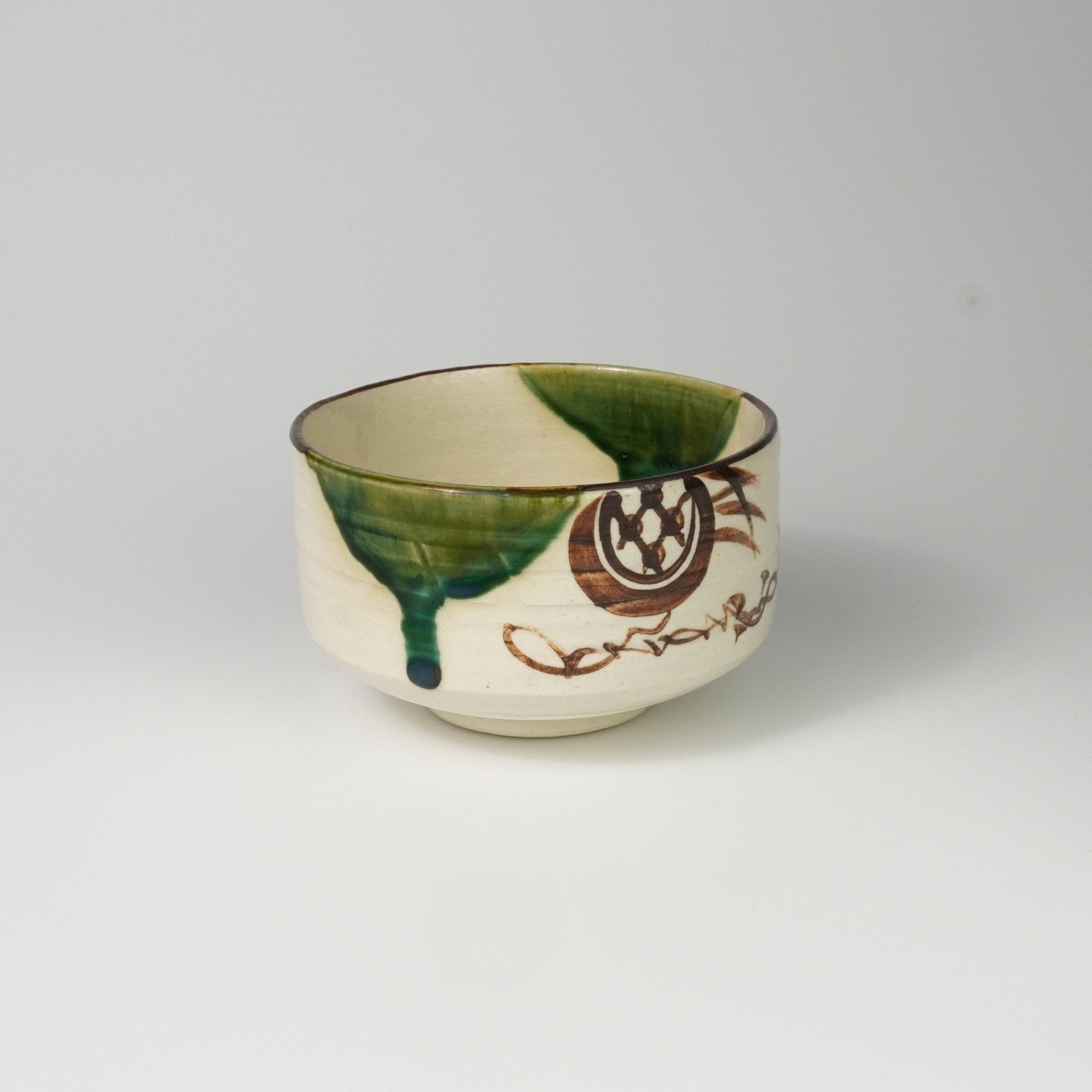 Oribe - style Chawan — Traditional Matcha Tea Bowl - Yamada Chaya