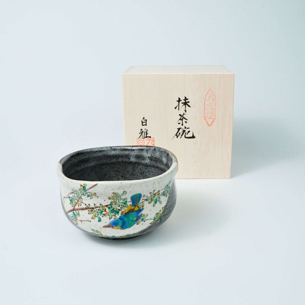 Kutani Ware Chawan – Kawasemi (Kingfisher) - Yamada Chaya