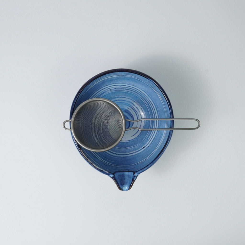 Large Spouted Tea Bowl — Light Blue and White Yamada Chaya