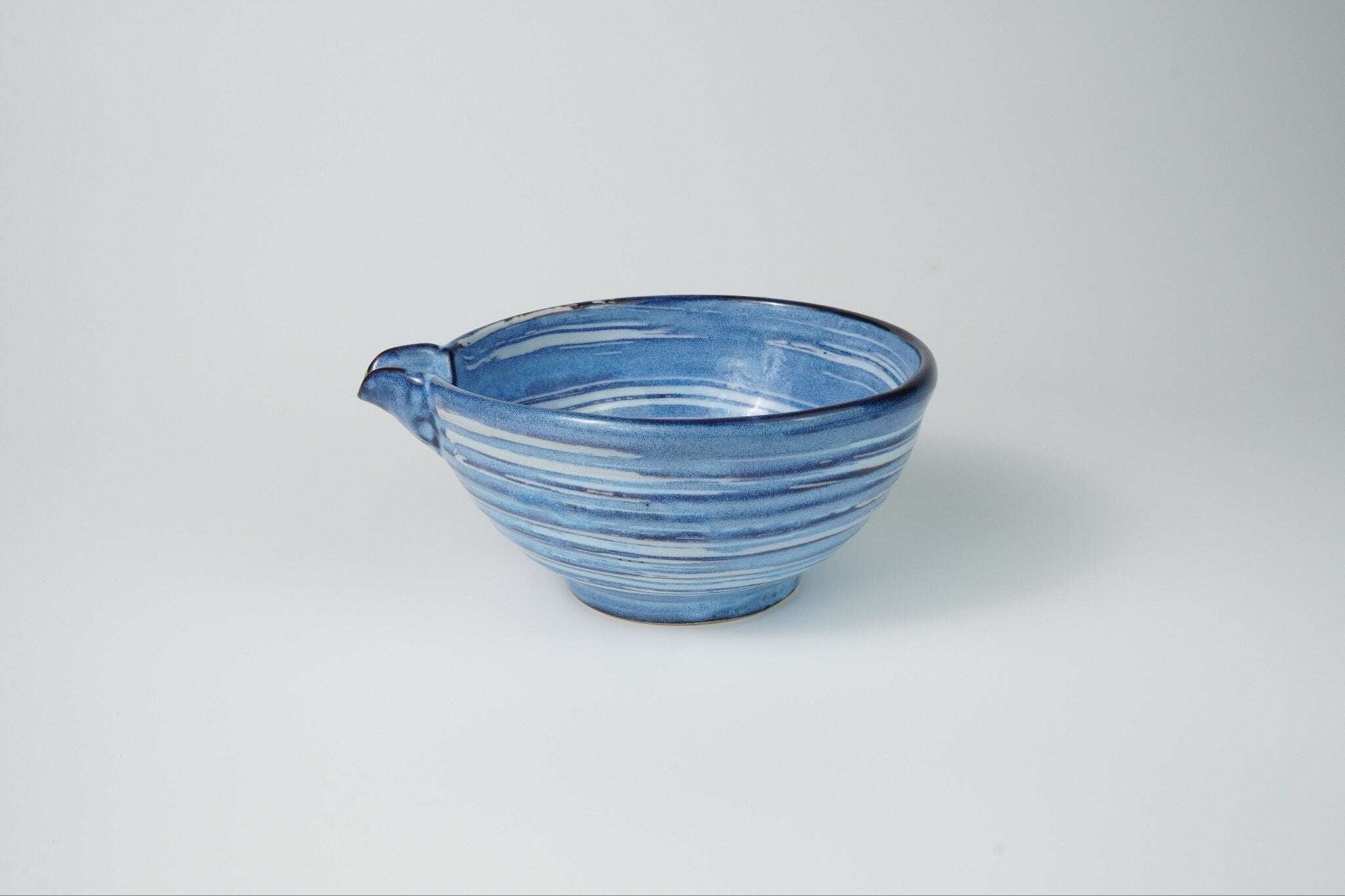 Large Spouted Tea Bowl — Light Blue and White Yamada Chaya