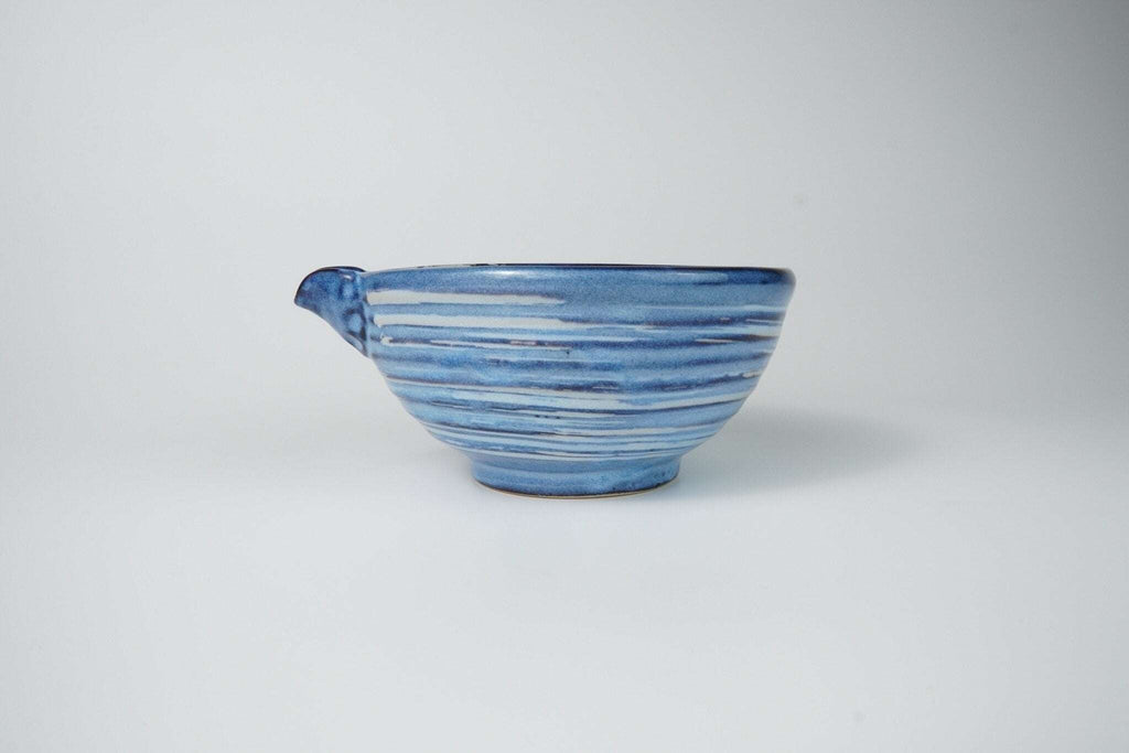 Large Spouted Tea Bowl — Light Blue and White Yamada Chaya