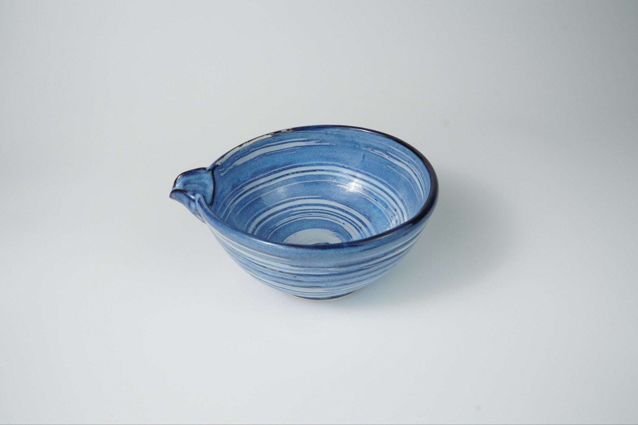 Large Spouted Tea Bowl — Light Blue and White Yamada Chaya