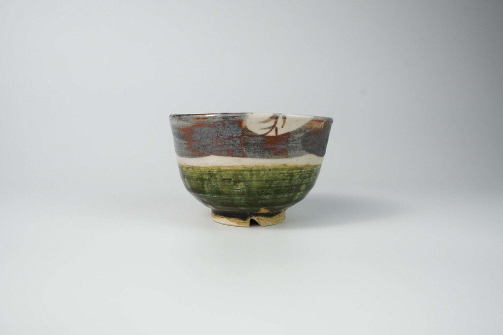 Oribe Chawan with Hand Painted Floral Design — Matcha Tea Bowl Yamada Chaya