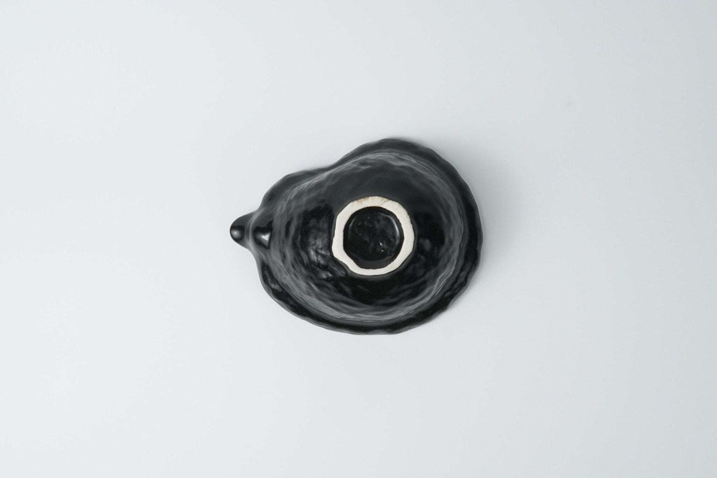 Oribe Katakuchi Bowl with Hand Painted Leaf & Berry Design — Matcha Tea Bowl Yamada Chaya