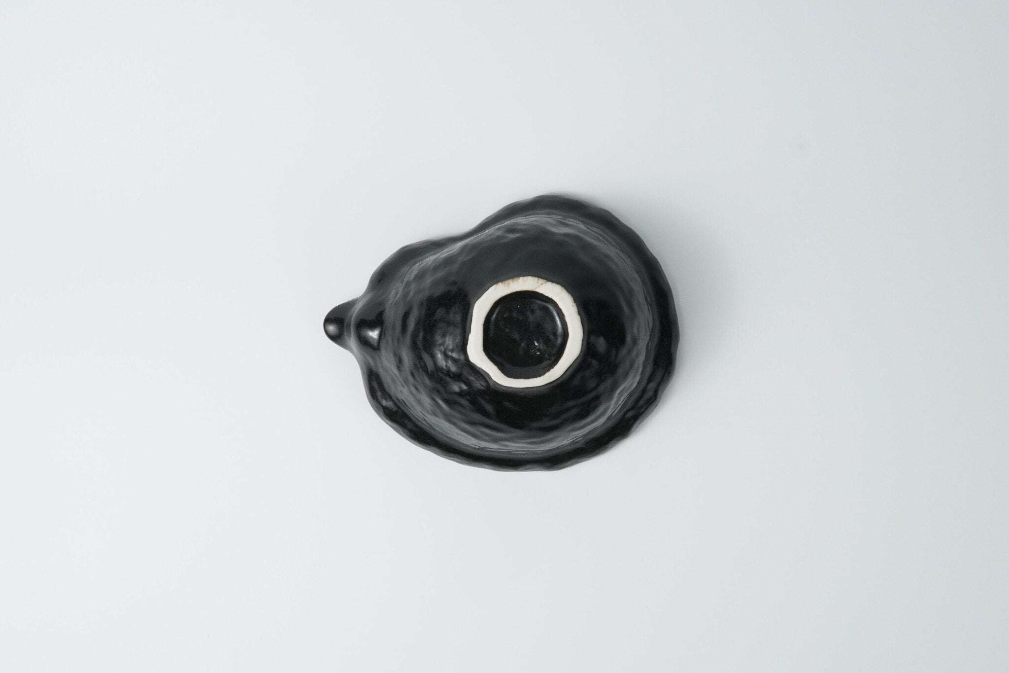 Oribe Katakuchi Bowl with Hand Painted Leaf & Berry Design — Matcha Tea Bowl Yamada Chaya