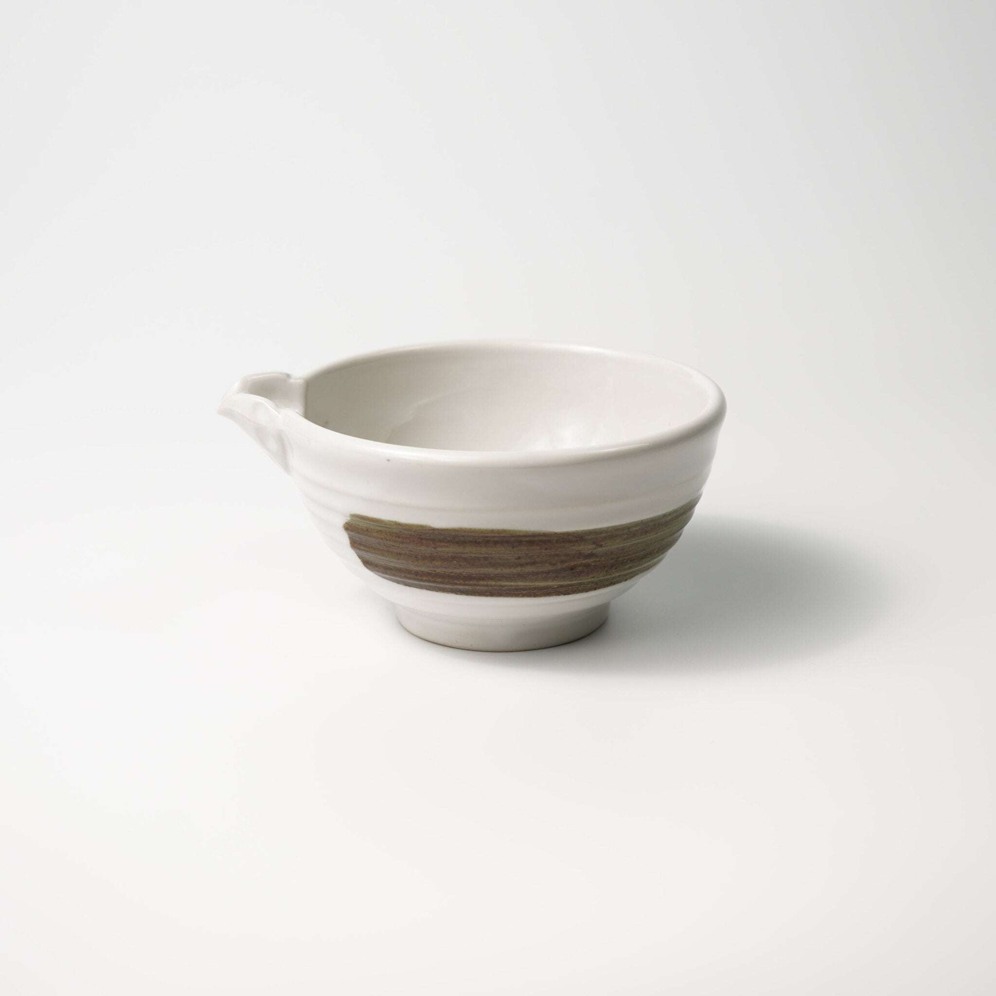 Small Spouted Tea Bowl — Brown Swirl Design - Yamada Chaya